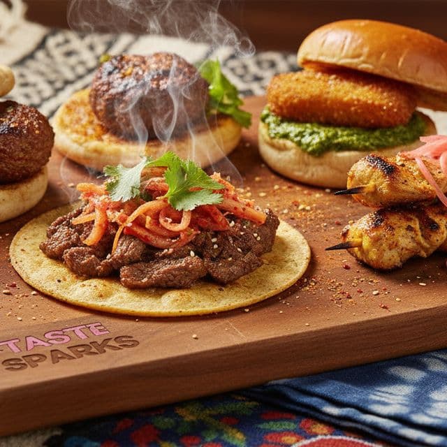 Global Street Skewers – Tamarind-Chili Glaze & Quick Pickles